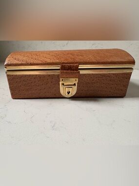 Vintage Argentina Ostrich Leather Jewelry Box